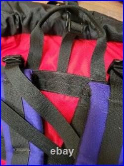 Vintage The North Face Backpack Hiking Camping Internal Frame Red Blue Blk REG