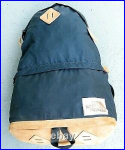 Vintage The North Face Blue & Leather Suede Bottom Teardrop Backpack Brown Label