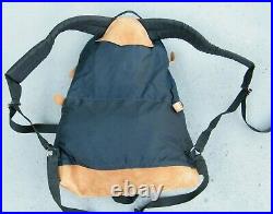 Vintage The North Face Blue & Leather Suede Bottom Teardrop Backpack Brown Label