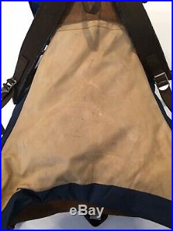 Vintage unisex North Face backpack mountaineering blue canvas leather HIKING