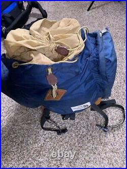 Vtg 70's The North Face Leather Bottom Day Pack Backpack USA Made Navy Blue